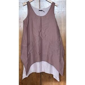 Stella Carakasi Dress Silk Cotton Blend Scarf Hem Layered Pockets Lagenlook S